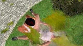 Some sexy 3D anal sex in the park with blonde hottie porn video